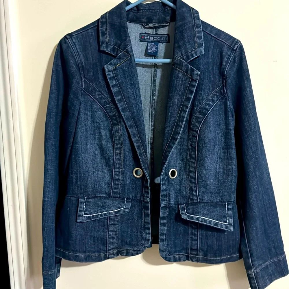Baccini vintage dark blue denim jacket sizePM - Picture 1 of 7